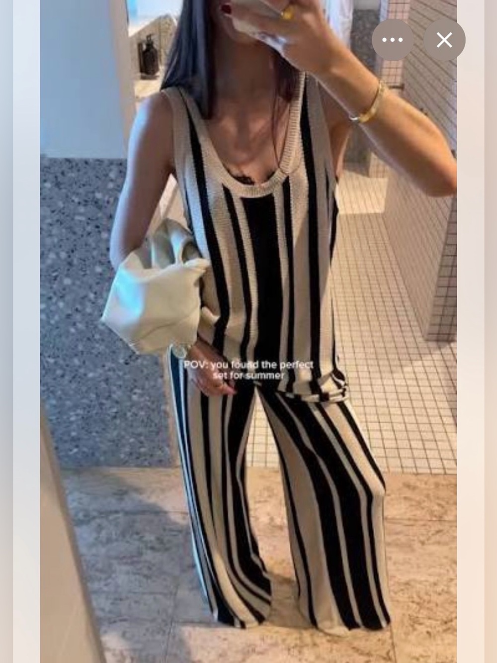 DISSH Knit Vertical Stripe wide Leg Pants